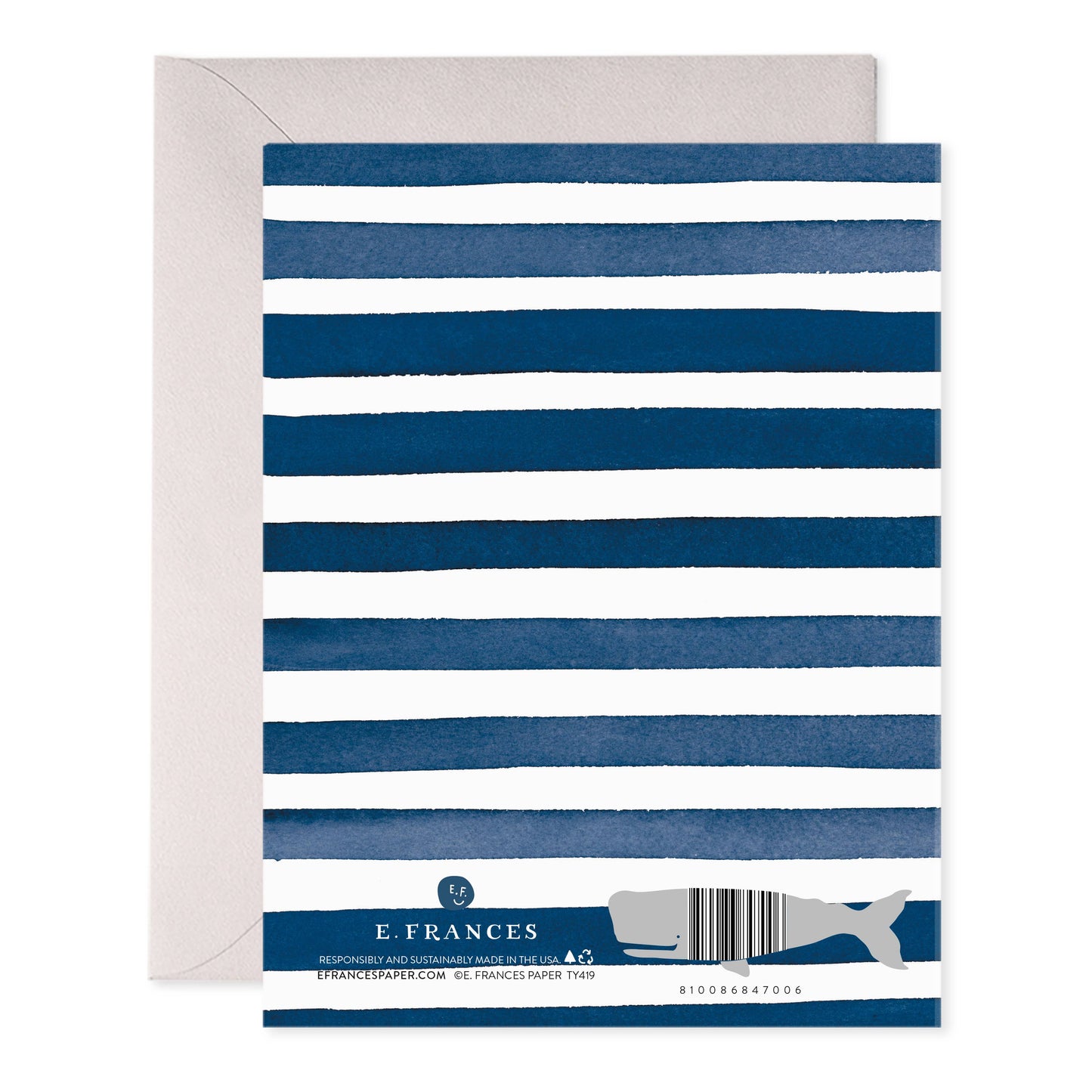 Navy Stripes Thank You Greeting Card