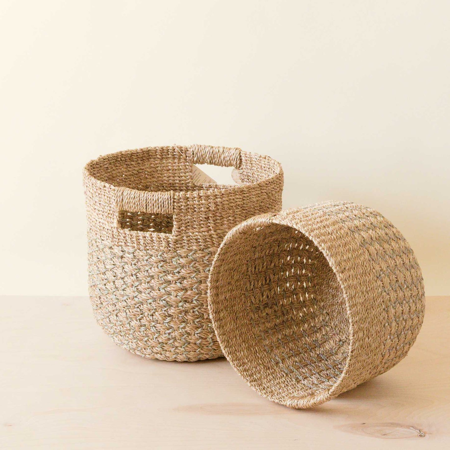 Grey + Natural Round Nesting Baskets (Set of 2)