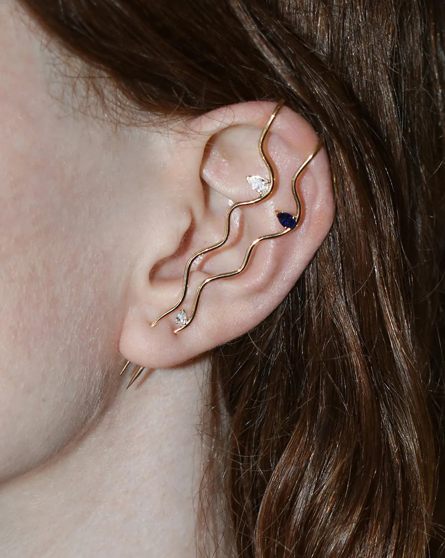 Diamond Splash Wave Needle Earring