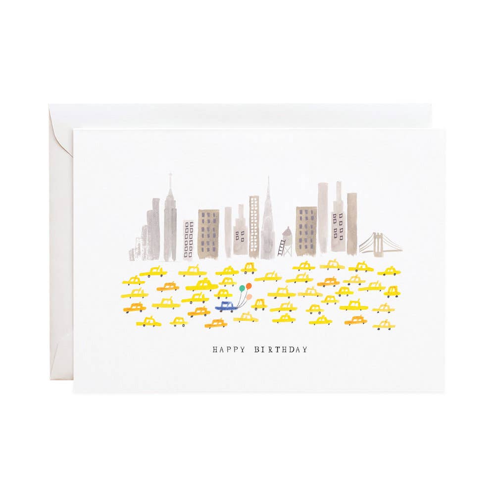 Yellow Taxi Birthday Greeting Card