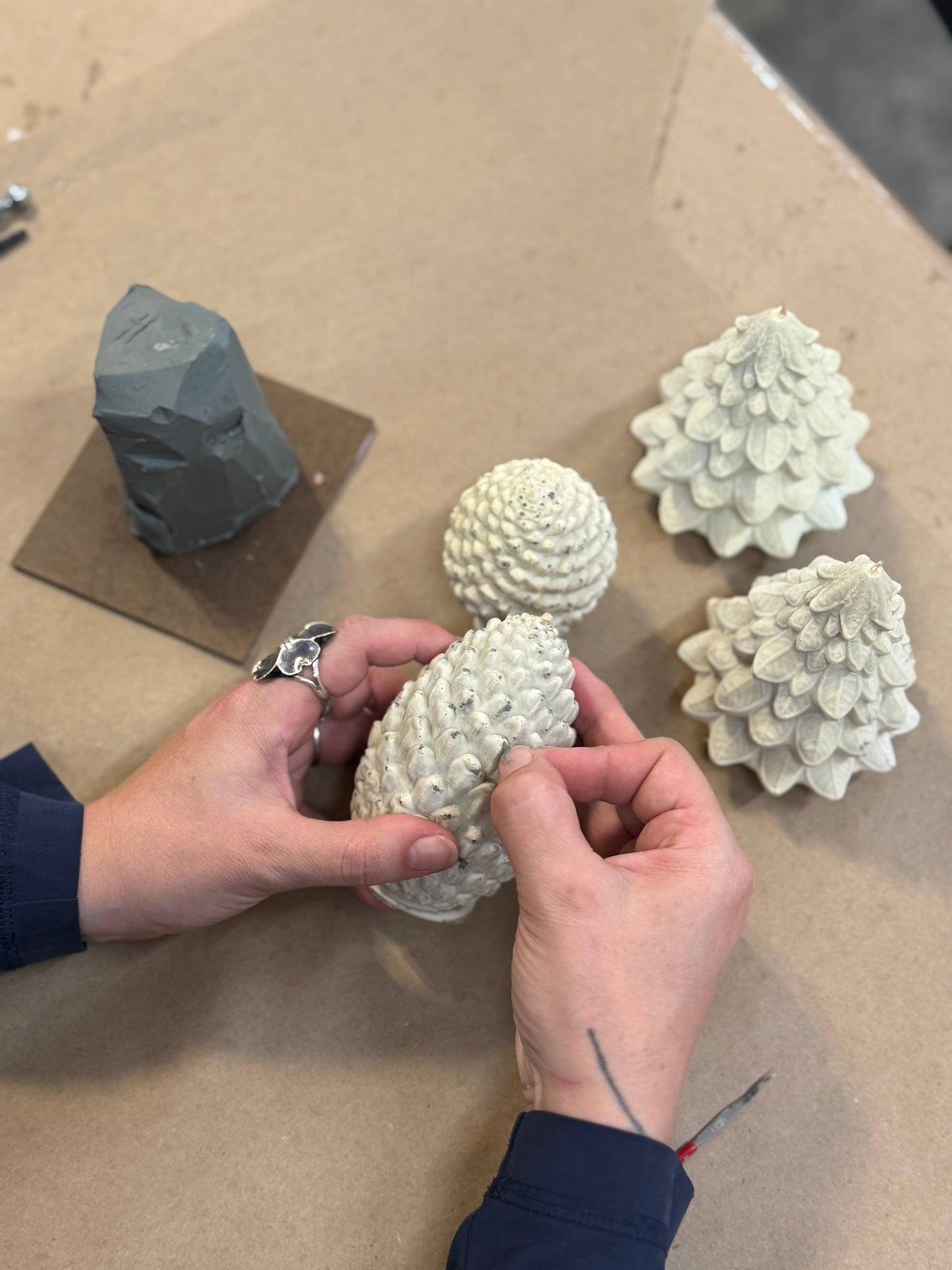 Sculpted Beeswax Pine Cone Candles