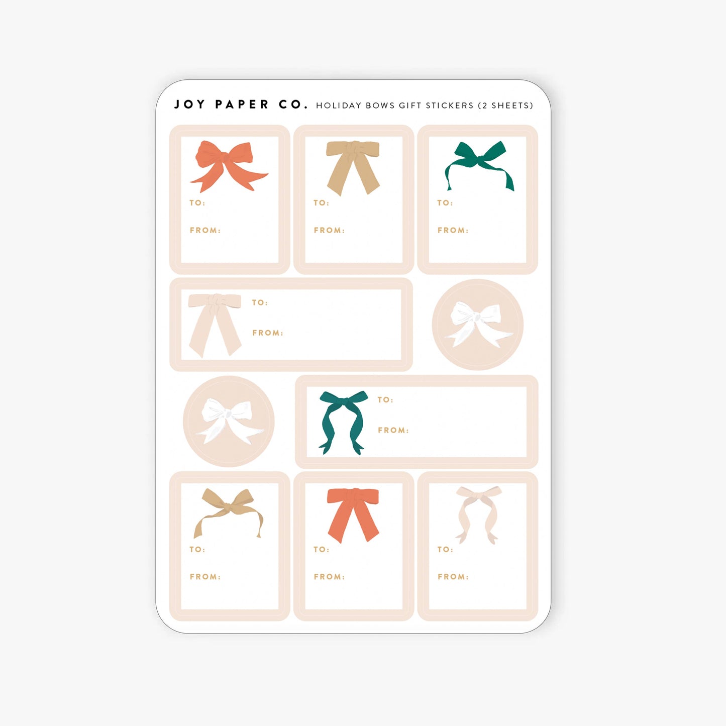 Holiday Bows Gift Sticker Sheets