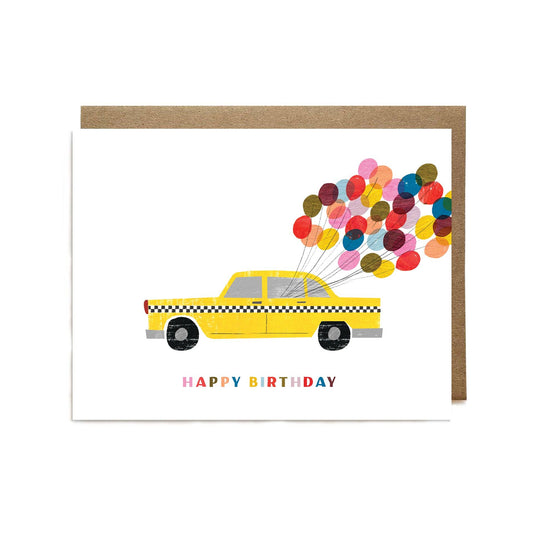 Yellow Taxi Birthday Greeting Card