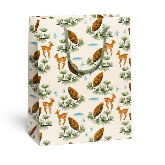 Deer and Pine Cones Gift Bag