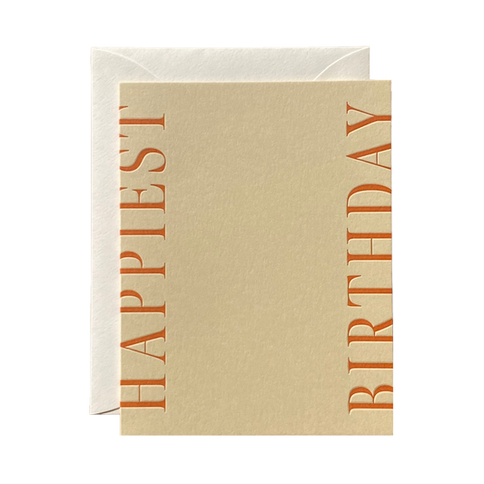 Letterpress Happiest Birthday Greeting Card