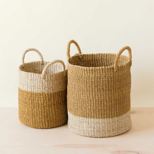 Mustard Nesting Baskets with Handles (Set of 2)