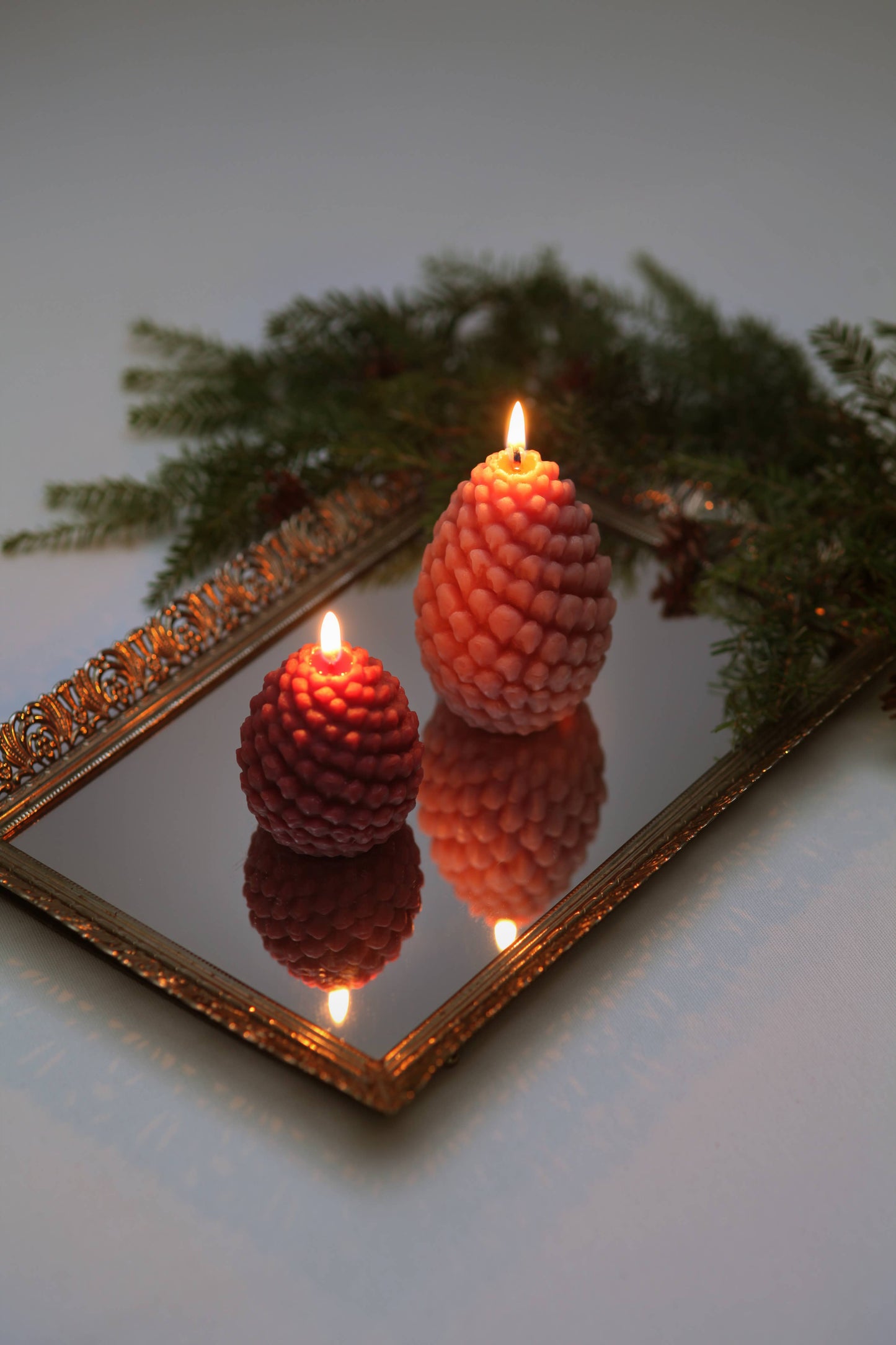 Sculpted Beeswax Pine Cone Candles