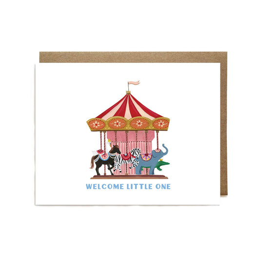 Welcome Little One Carousel Greeting Card