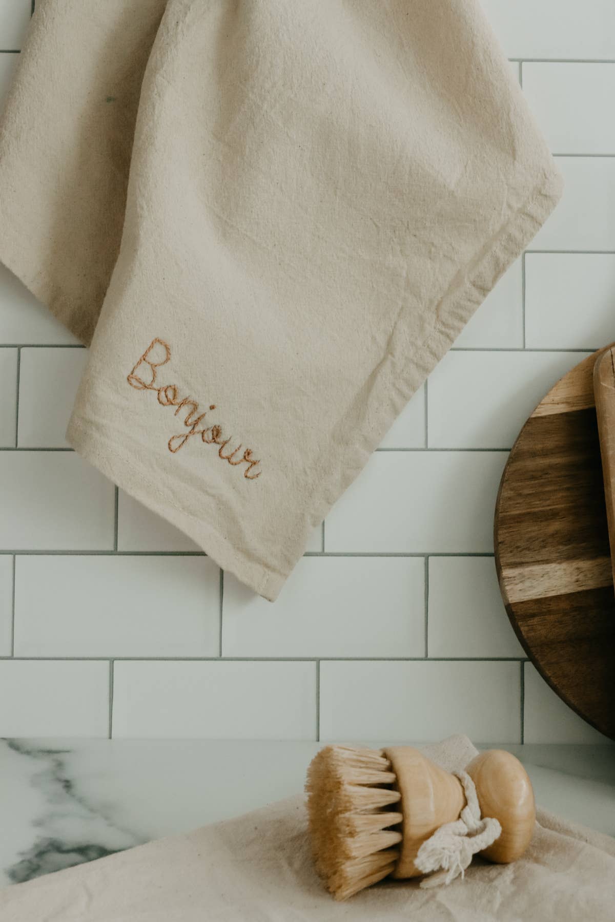 Embroidered Cotton Tea Towel 