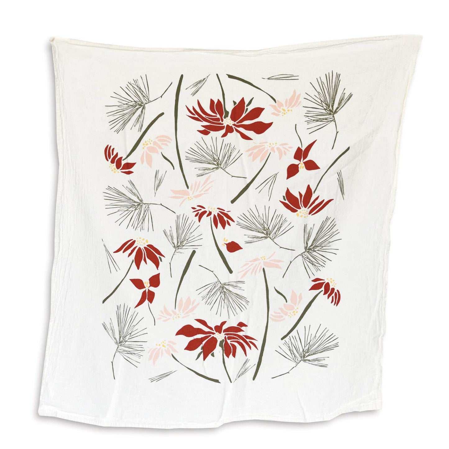 Poinsettia & Pine Tea Towel