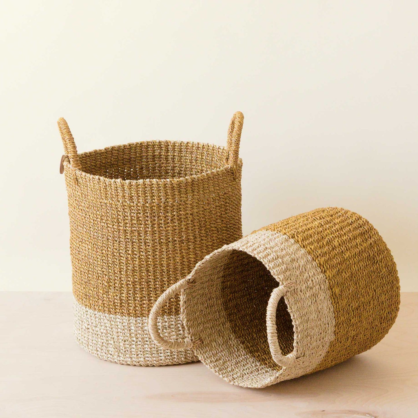 Mustard Nesting Baskets with Handles (Set of 2)