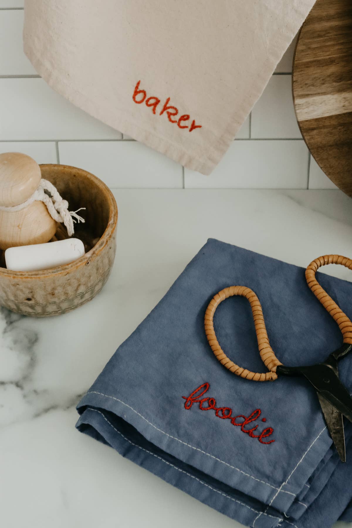 Embroidered Cotton Tea Towel 