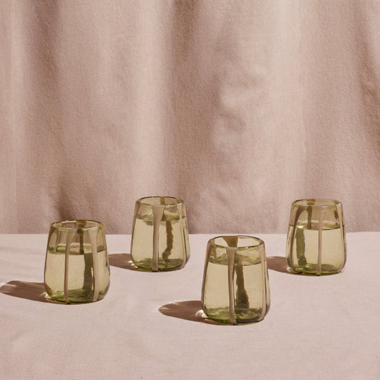 Olivia Short Olive Green Glasses (Set of 4)