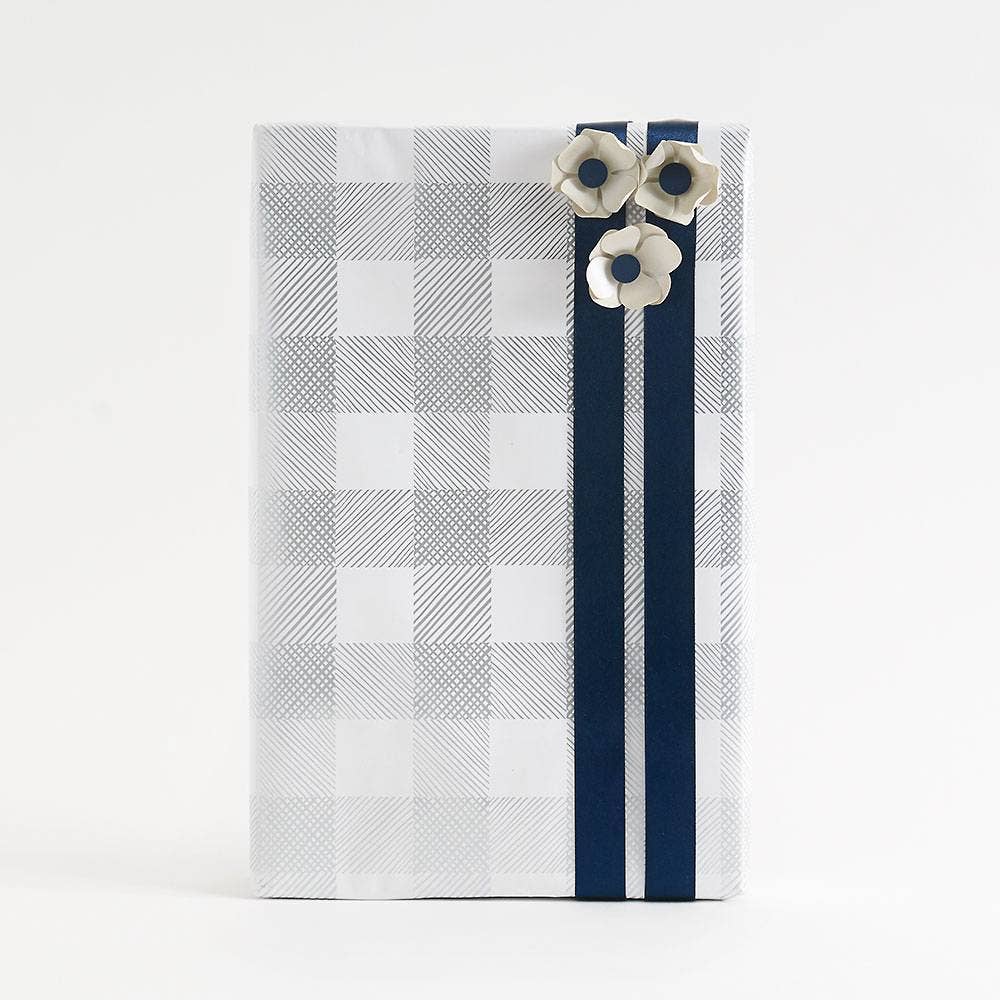 Silver Foil Plaid Wrapping Paper Roll