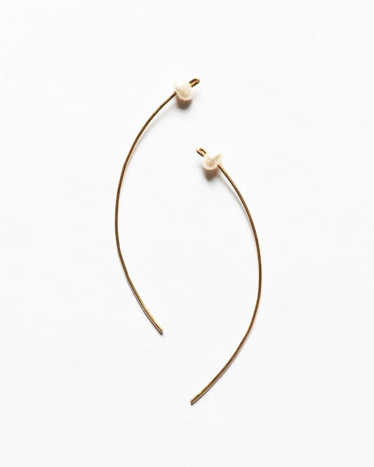 Pearl Curved Threader Earring