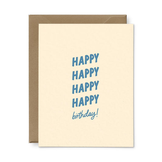 Happy Happy Birthday Letterpress Greeting Card