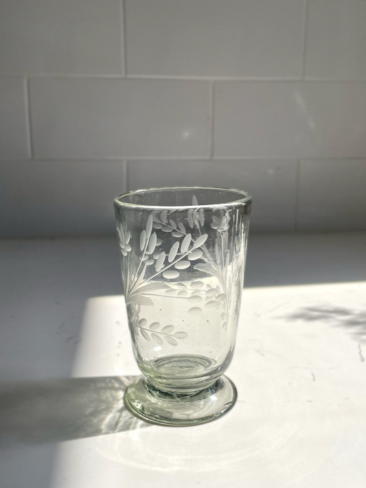 Hand-etched Footed Water Glasses