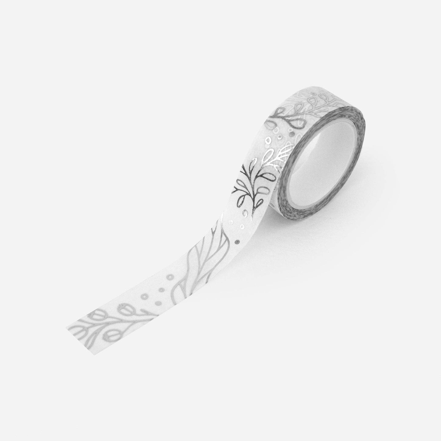 Silver Winter Florals Biodegradable Washi Tape