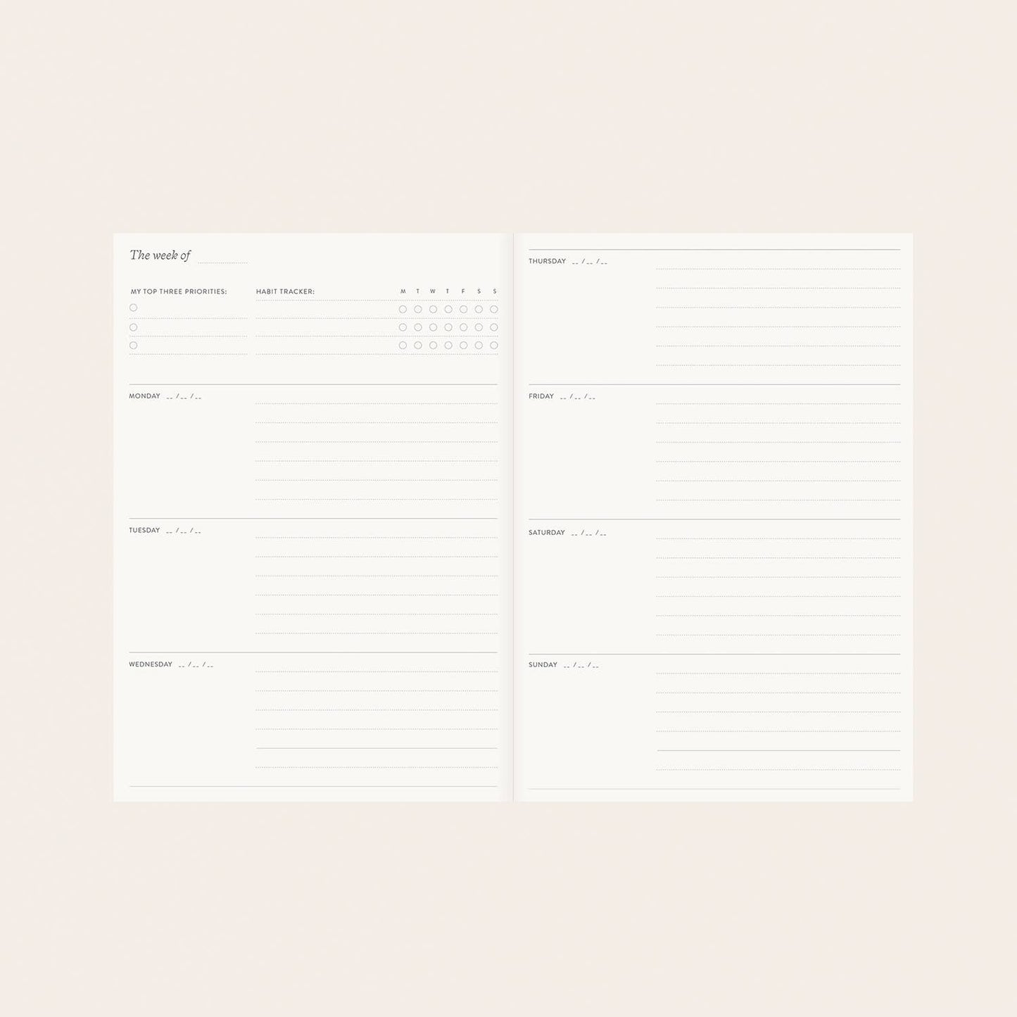 Linen and Foil Undated Planner