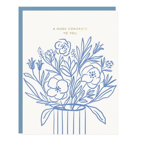Blue Bouquet Congratulations Greeting Card