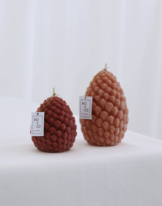 Sculpted Beeswax Pine Cone Candles
