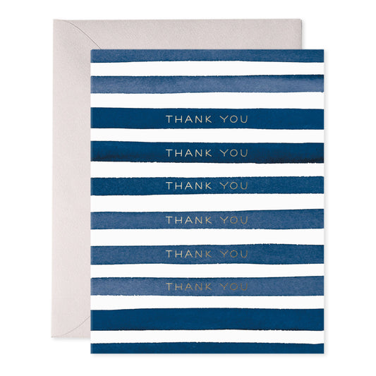 Navy Stripes Thank You Greeting Card