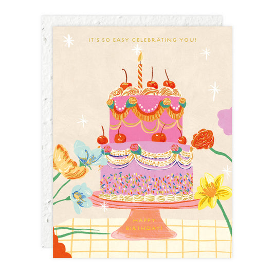 Cherry Cake Birthday Greeting Card